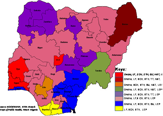 NTDs Co endemicity Map – Nigeria (Source Nigeria NTD Masterplan – 2015-2020)